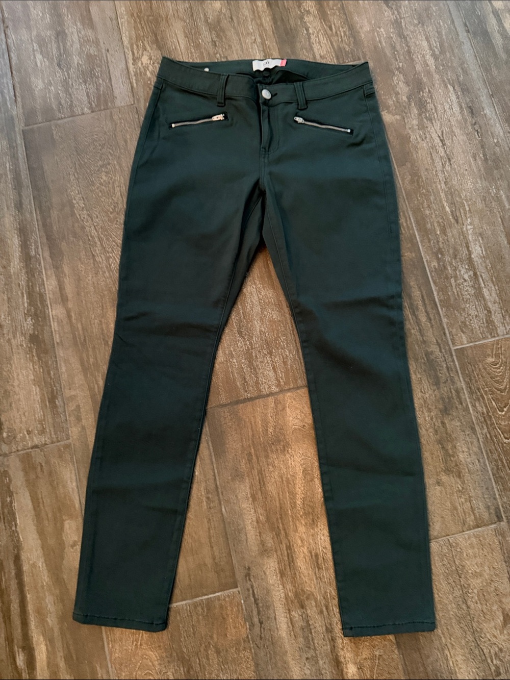 CAbi Green Skinny Jeans pants with Zip-Pocket Detail